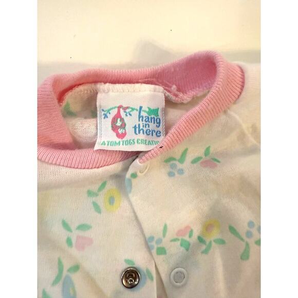 Vintage Baby Girl Onesie Lot 80/90s Kawaii Cat Print Footie Pajamas Balloons USA - Picture 7 of 8